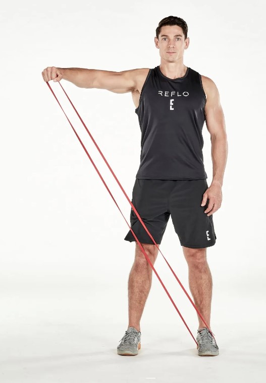 Man performing a resistance band lateral raise