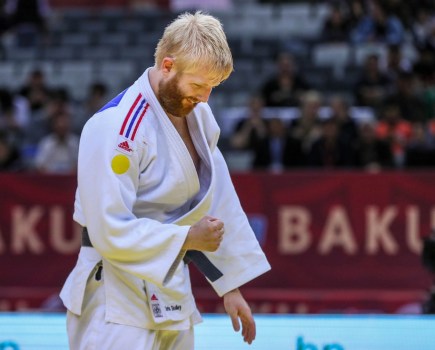 Chris Skelley competing in Para Judo