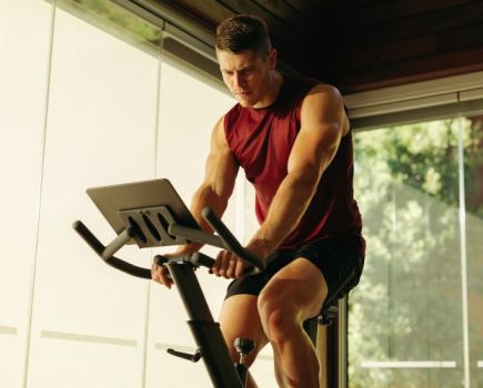 Man using an exercise bike